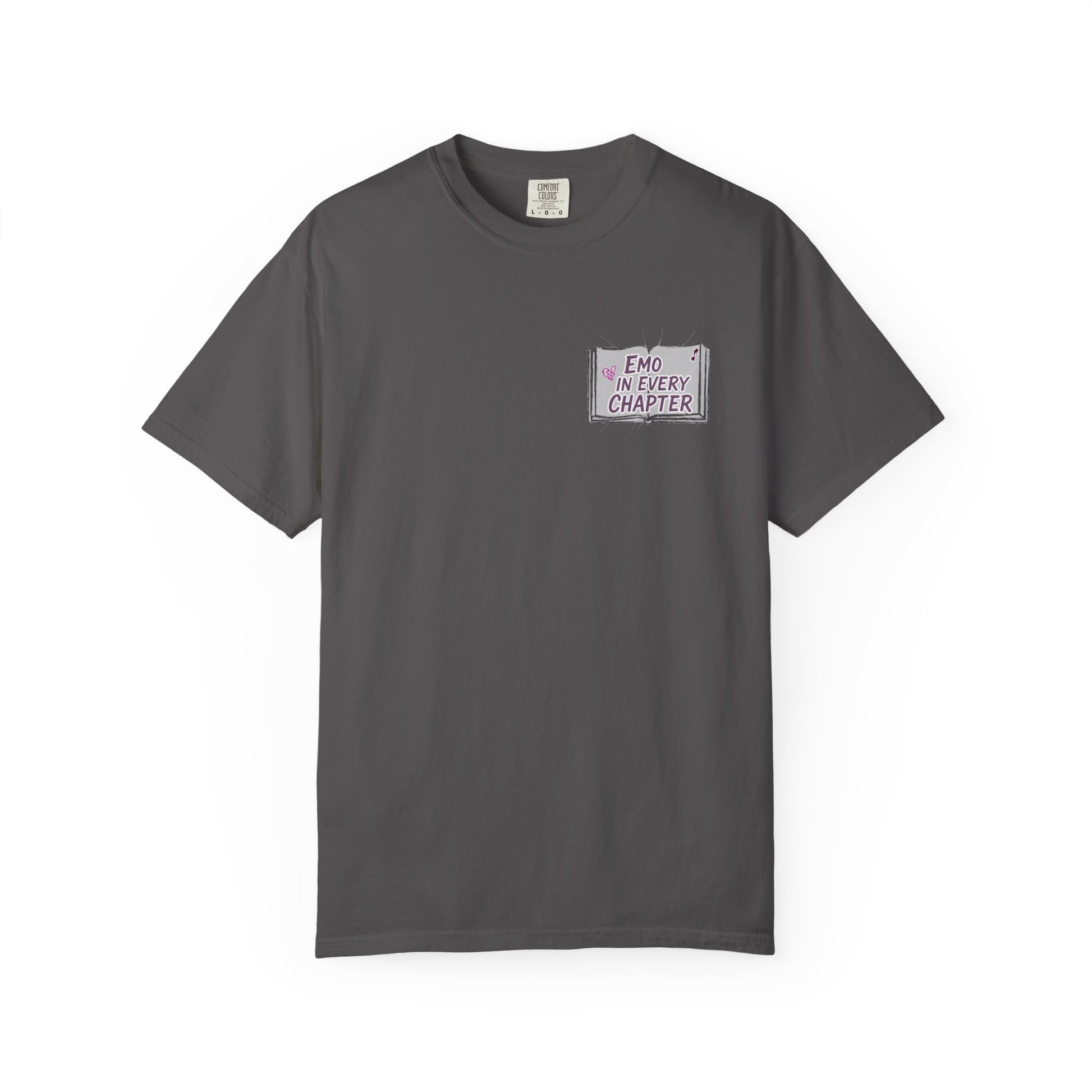 Emo in Every Chapter Shirt-  ELA Teacher Tee, Fluent in Allegories and Angst, English Teacher Shirt, Two-Sided Middle or High School Shirt