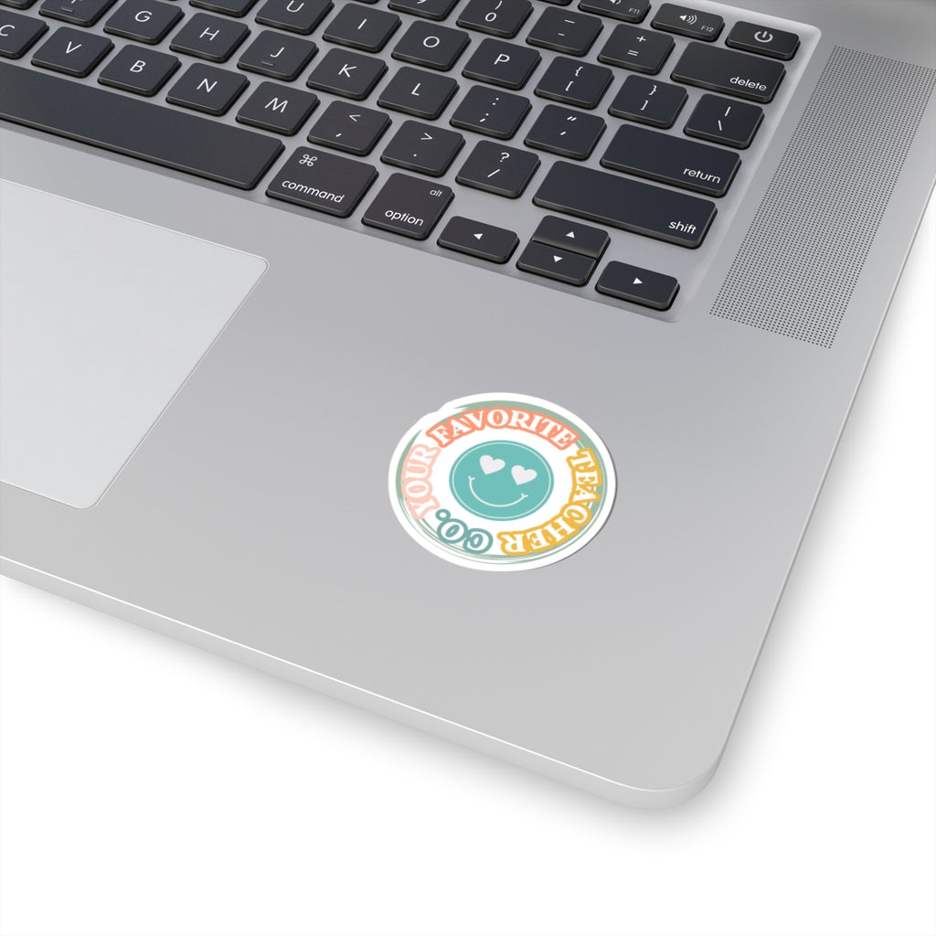 Your Favorite Teacher Co.” Heart - Eyes Smiley Teacher Appreciation Sticker