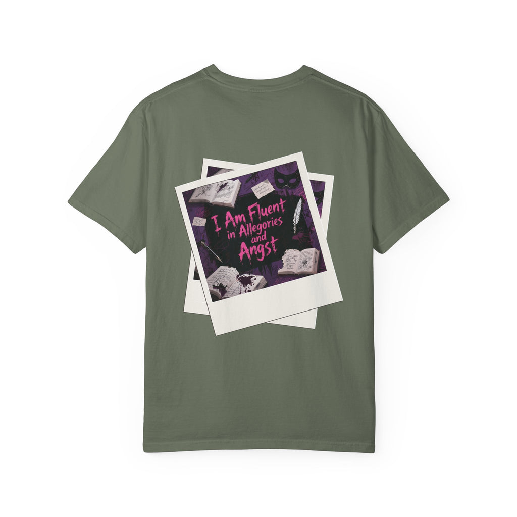 Emo in Every Chapter Shirt-  ELA Teacher Tee, Fluent in Allegories and Angst, English Teacher Shirt, Two-Sided Middle or High School Shirt