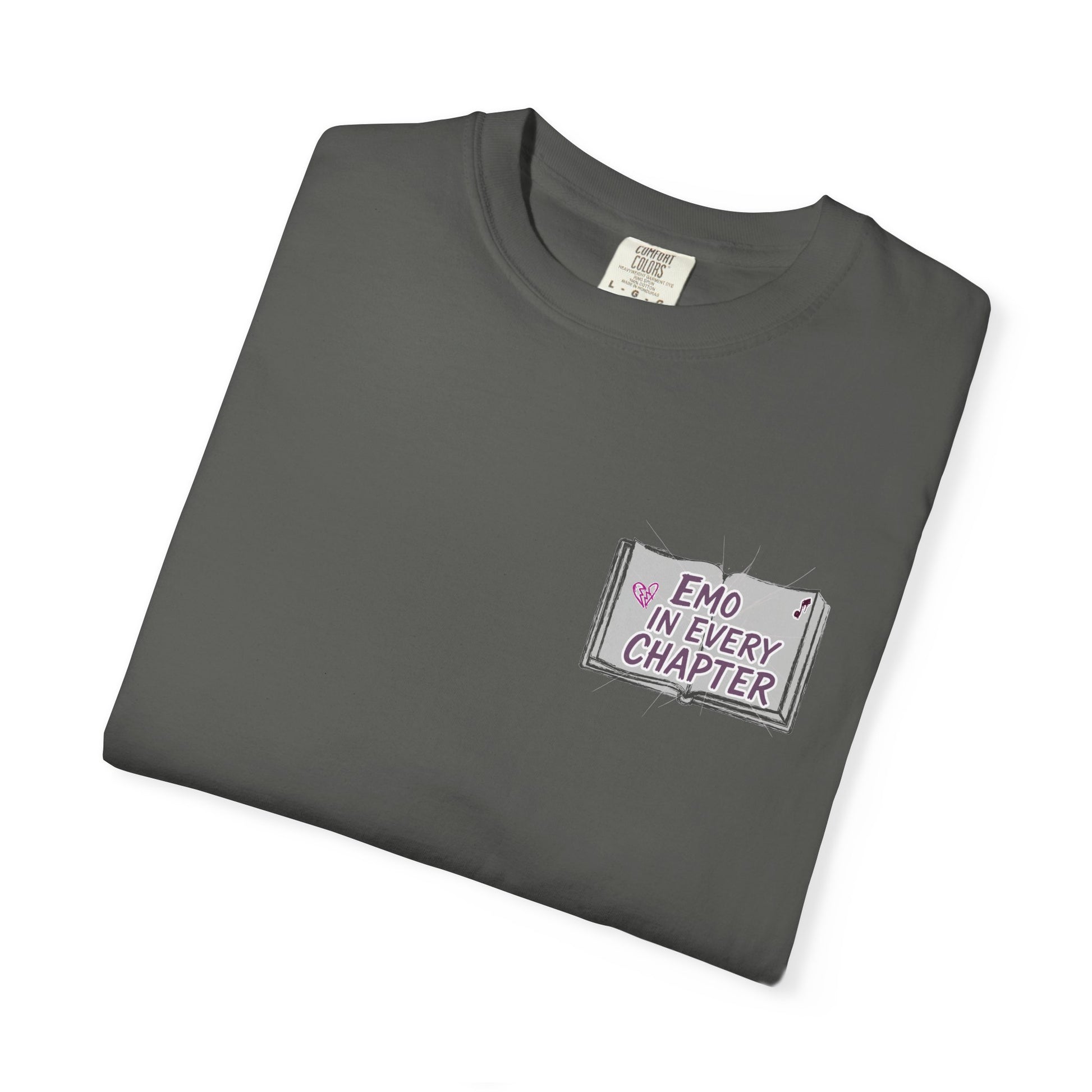 Emo in Every Chapter Shirt-  ELA Teacher Tee, Fluent in Allegories and Angst, English Teacher Shirt, Two-Sided Middle or High School Shirt