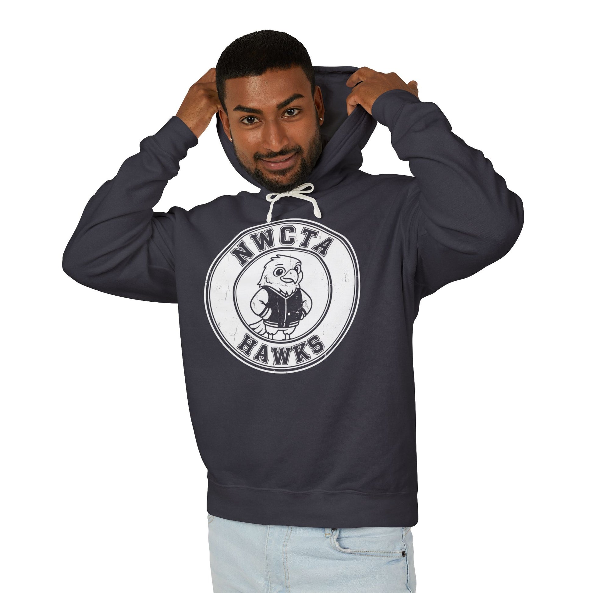 Vintage Style White Emblem NWCTA Hawk Lightweight Hoodie – Comfort Colors