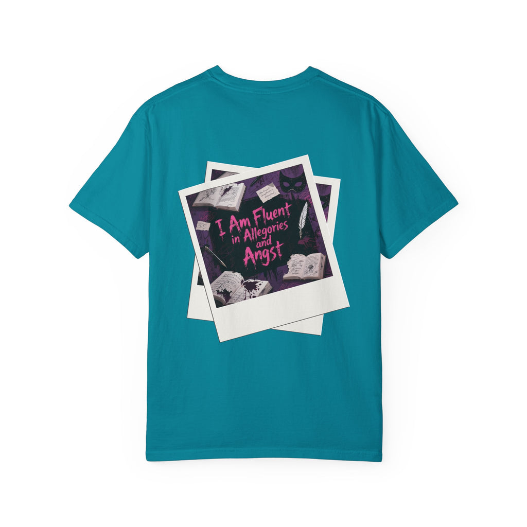 Emo in Every Chapter Shirt-  ELA Teacher Tee, Fluent in Allegories and Angst, English Teacher Shirt, Two-Sided Middle or High School Shirt