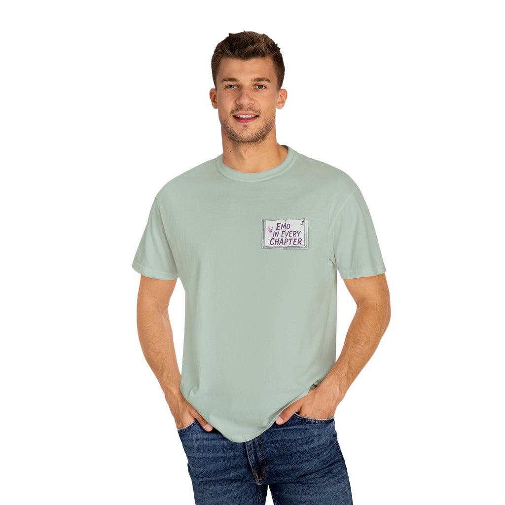 Emo in Every Chapter Shirt-  ELA Teacher Tee, Fluent in Allegories and Angst, English Teacher Shirt, Two-Sided Middle or High School Shirt