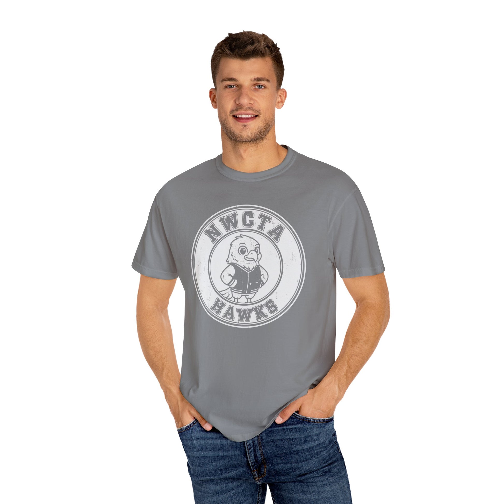 Vintage Style Large White Emblem NWCTA Hawk Tee – Comfort Colors