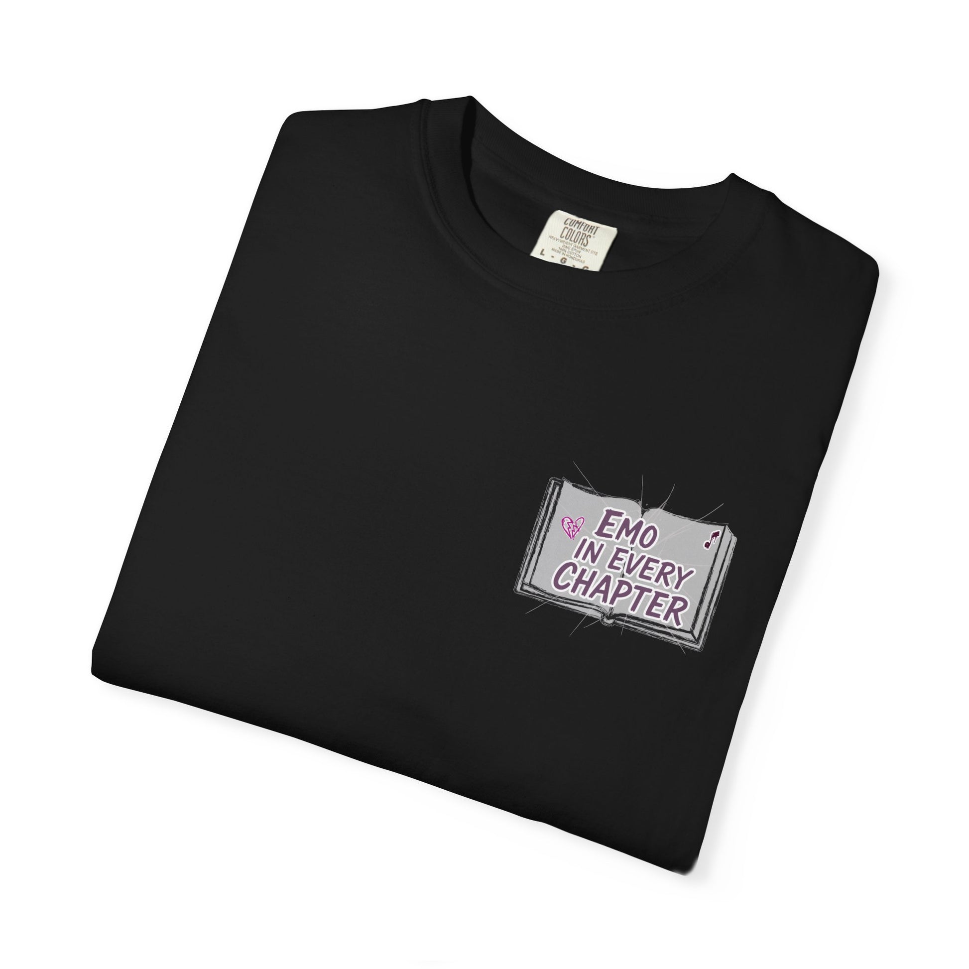Emo in Every Chapter Shirt-  ELA Teacher Tee, Fluent in Allegories and Angst, English Teacher Shirt, Two-Sided Middle or High School Shirt