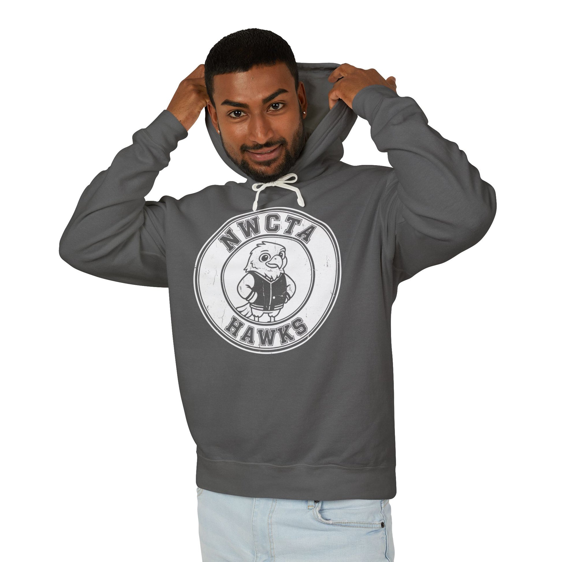 Vintage Style White Emblem NWCTA Hawk Lightweight Hoodie – Comfort Colors