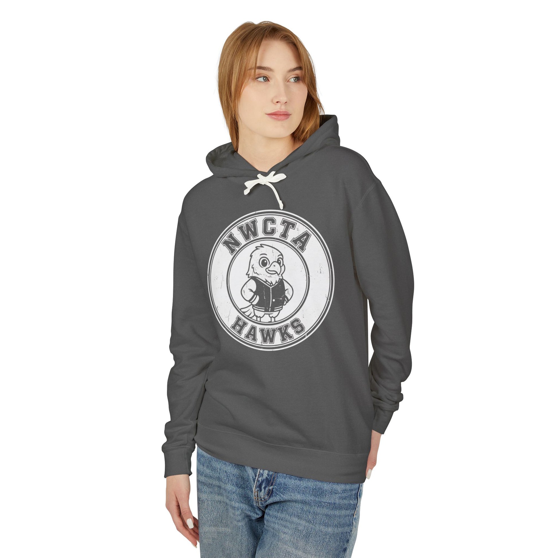 Vintage Style White Emblem NWCTA Hawk Lightweight Hoodie – Comfort Colors