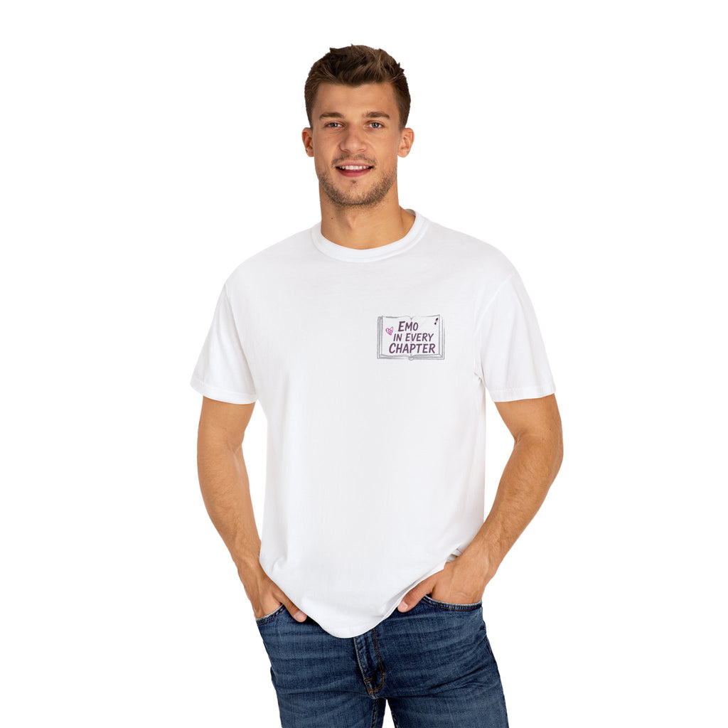 Emo in Every Chapter Shirt-  ELA Teacher Tee, Fluent in Allegories and Angst, English Teacher Shirt, Two-Sided Middle or High School Shirt