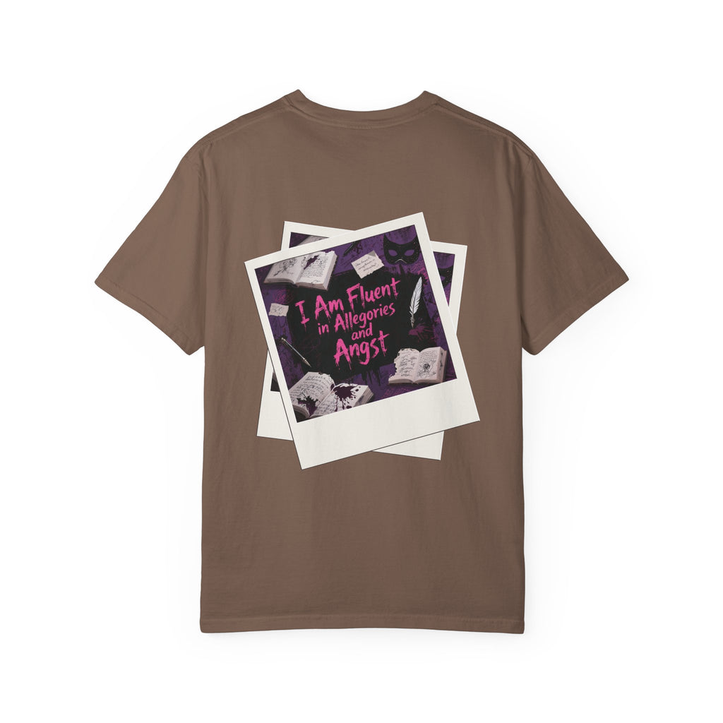 Emo in Every Chapter Shirt-  ELA Teacher Tee, Fluent in Allegories and Angst, English Teacher Shirt, Two-Sided Middle or High School Shirt