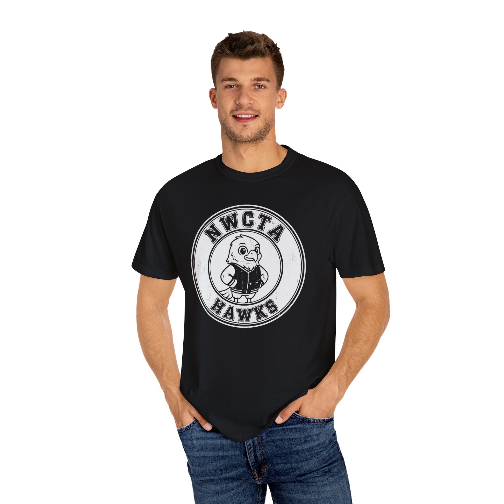 Vintage Style Large White Emblem NWCTA Hawk Tee – Comfort Colors