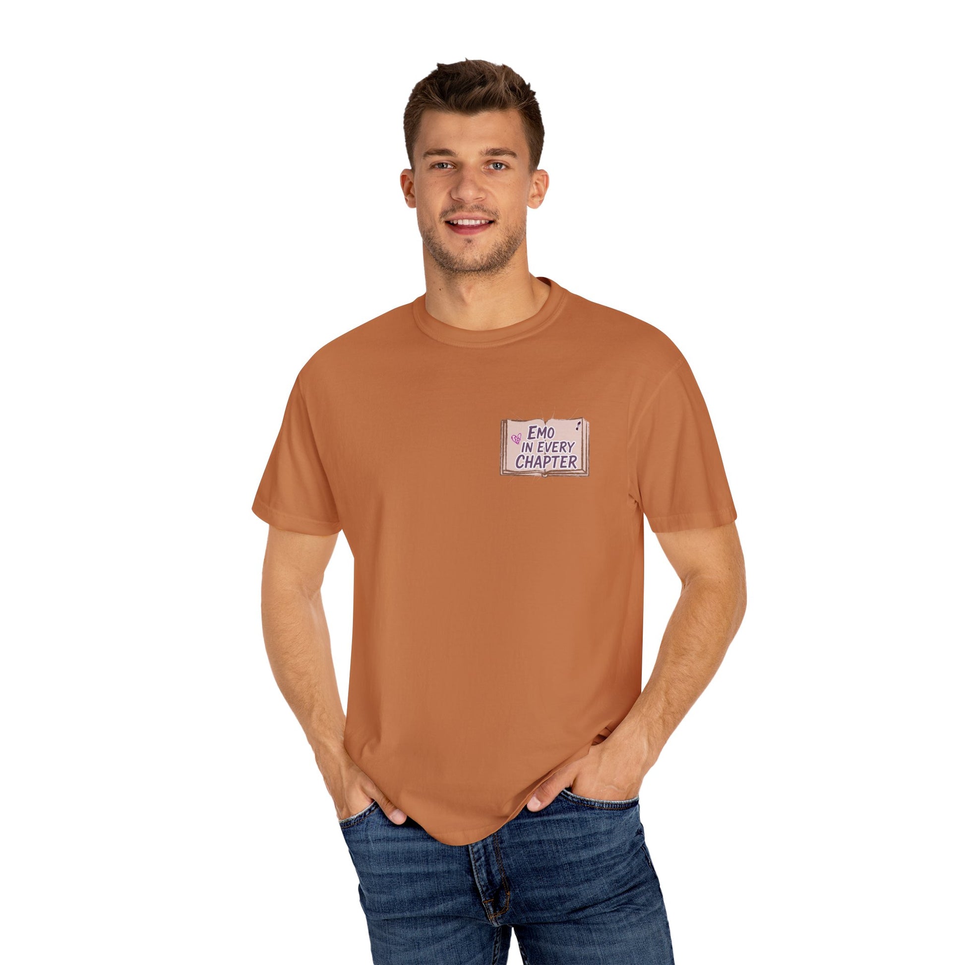 Emo in Every Chapter Shirt-  ELA Teacher Tee, Fluent in Allegories and Angst, English Teacher Shirt, Two-Sided Middle or High School Shirt