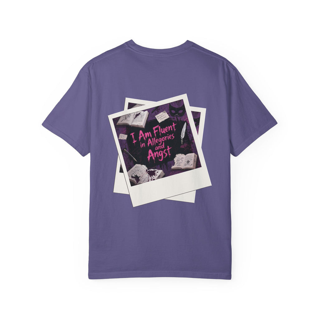 Emo in Every Chapter Shirt-  ELA Teacher Tee, Fluent in Allegories and Angst, English Teacher Shirt, Two-Sided Middle or High School Shirt
