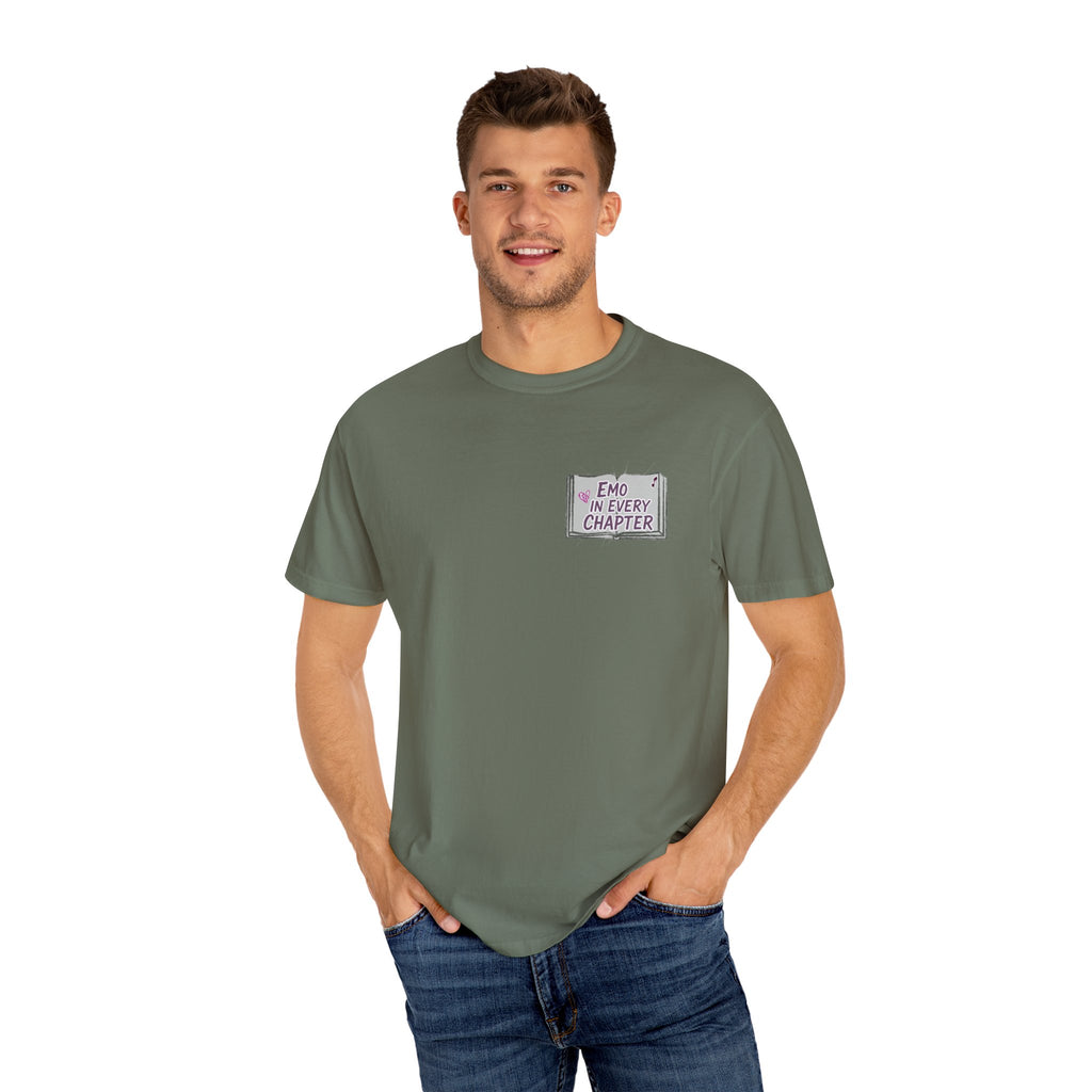 Emo in Every Chapter Shirt-  ELA Teacher Tee, Fluent in Allegories and Angst, English Teacher Shirt, Two-Sided Middle or High School Shirt