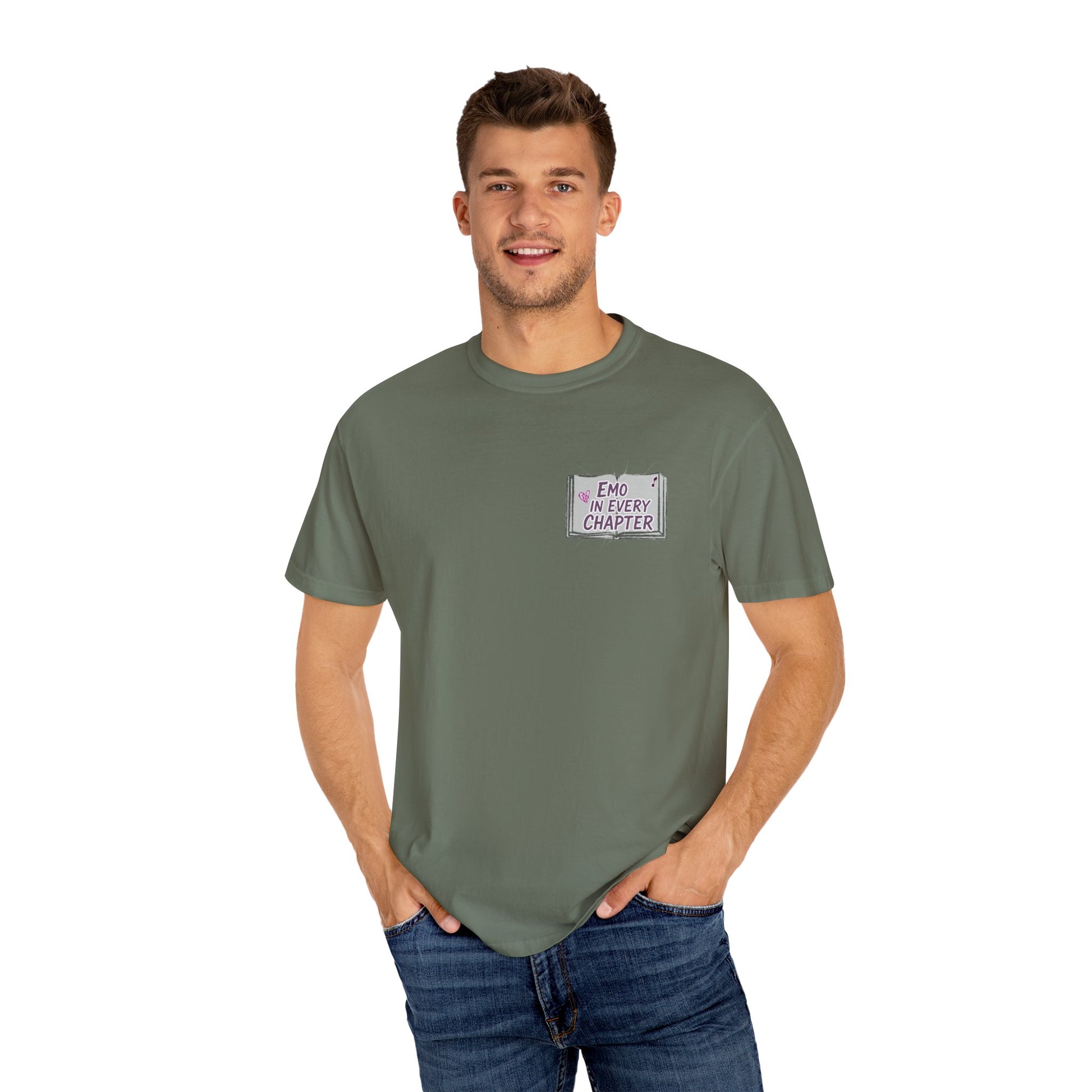 Emo in Every Chapter Shirt-  ELA Teacher Tee, Fluent in Allegories and Angst, English Teacher Shirt, Two-Sided Middle or High School Shirt