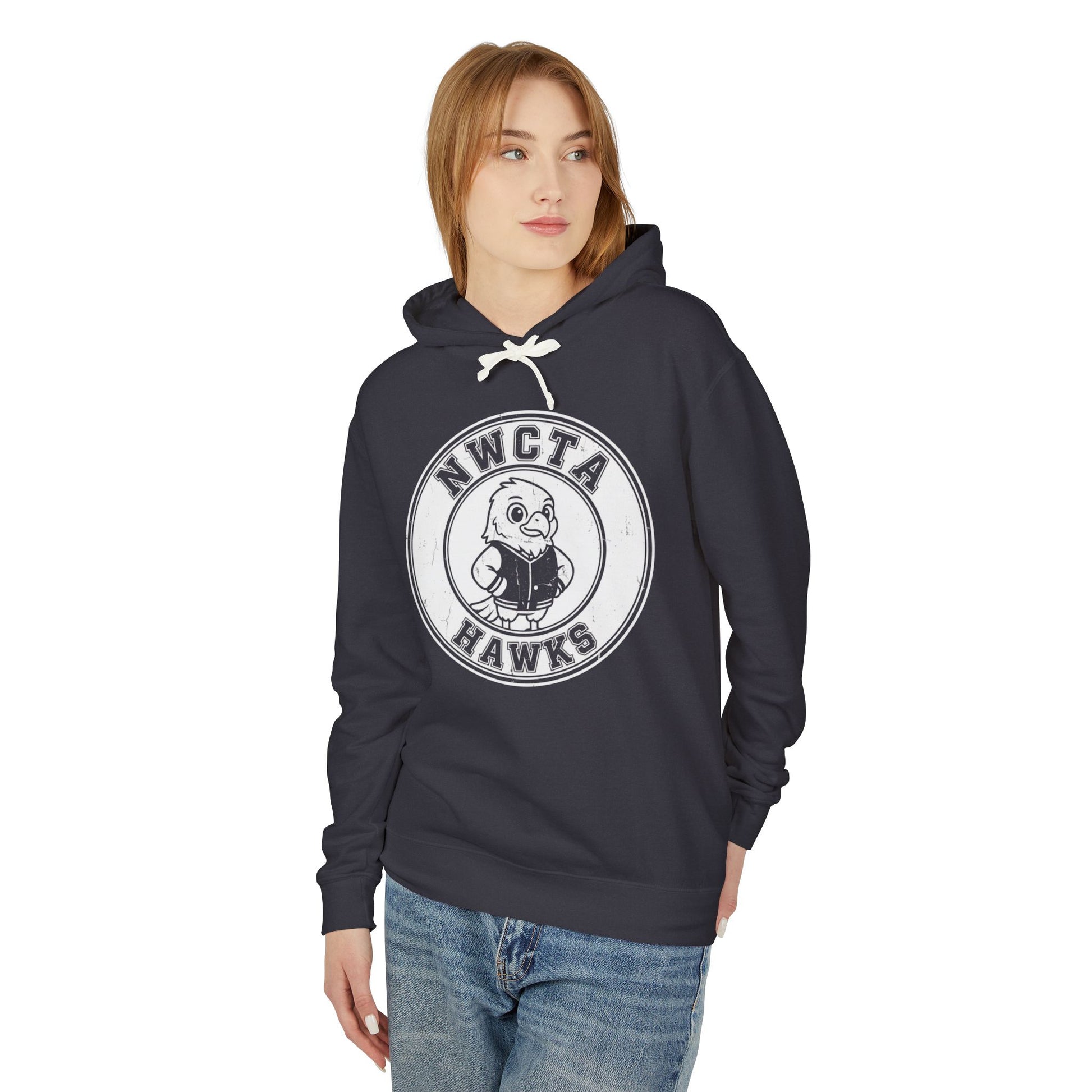 Vintage Style White Emblem NWCTA Hawk Lightweight Hoodie – Comfort Colors