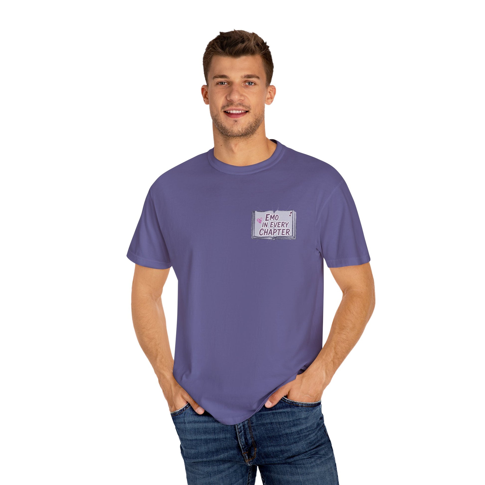 Emo in Every Chapter Shirt-  ELA Teacher Tee, Fluent in Allegories and Angst, English Teacher Shirt, Two-Sided Middle or High School Shirt