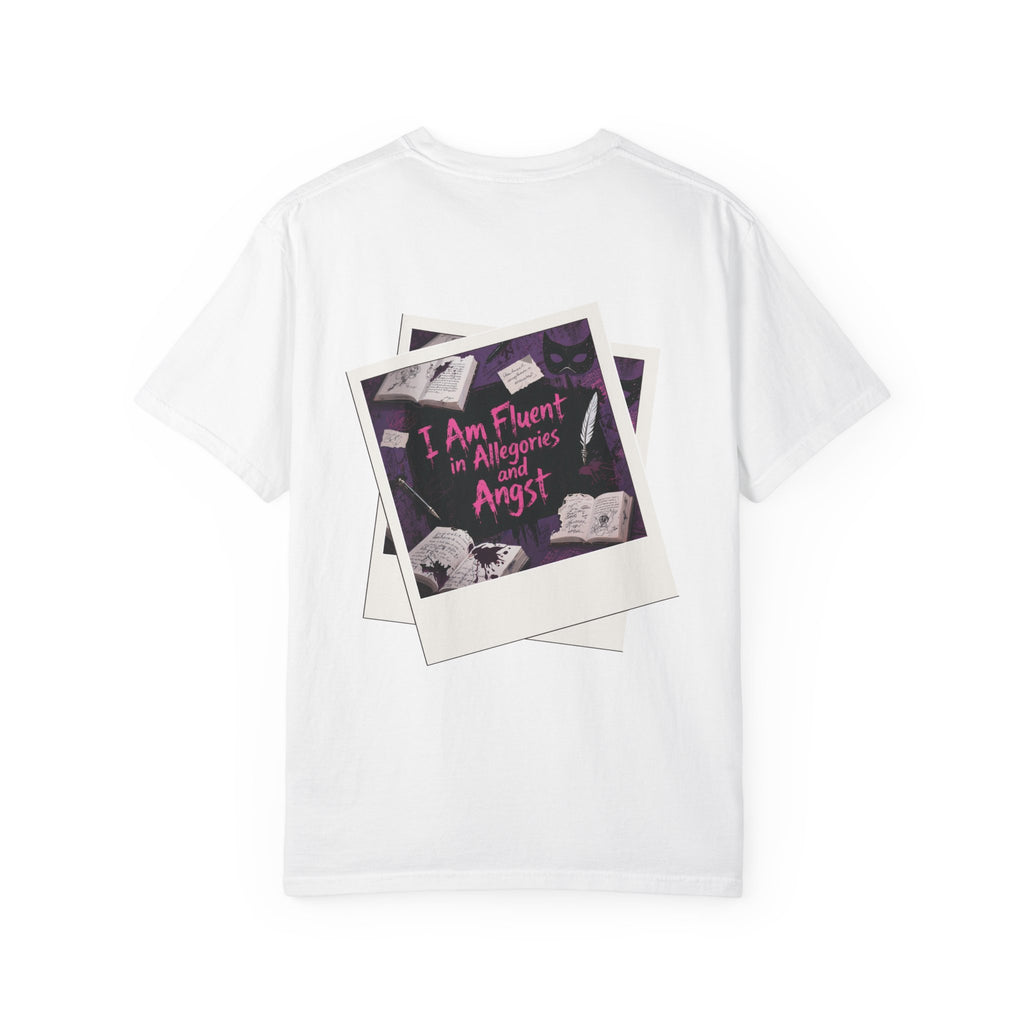 Emo in Every Chapter Shirt-  ELA Teacher Tee, Fluent in Allegories and Angst, English Teacher Shirt, Two-Sided Middle or High School Shirt