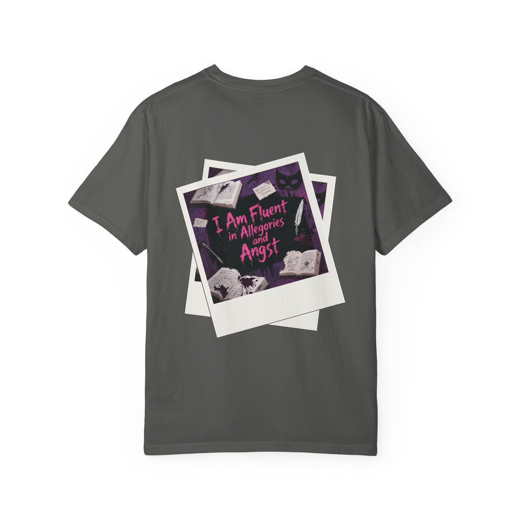 Emo in Every Chapter Shirt-  ELA Teacher Tee, Fluent in Allegories and Angst, English Teacher Shirt, Two-Sided Middle or High School Shirt