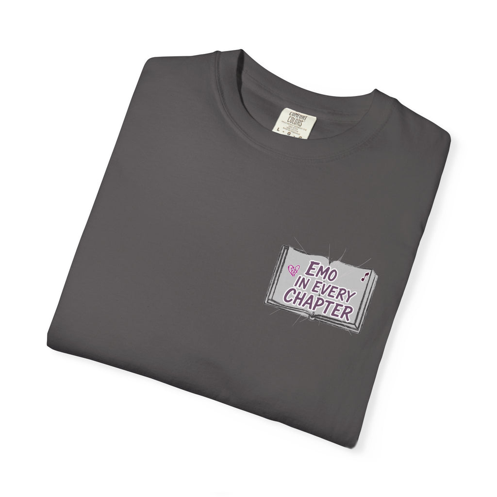 Emo in Every Chapter Shirt-  ELA Teacher Tee, Fluent in Allegories and Angst, English Teacher Shirt, Two-Sided Middle or High School Shirt