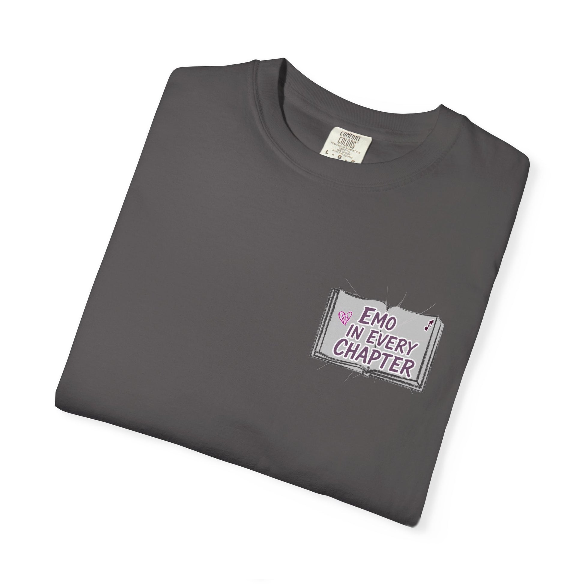 Emo in Every Chapter Shirt-  ELA Teacher Tee, Fluent in Allegories and Angst, English Teacher Shirt, Two-Sided Middle or High School Shirt
