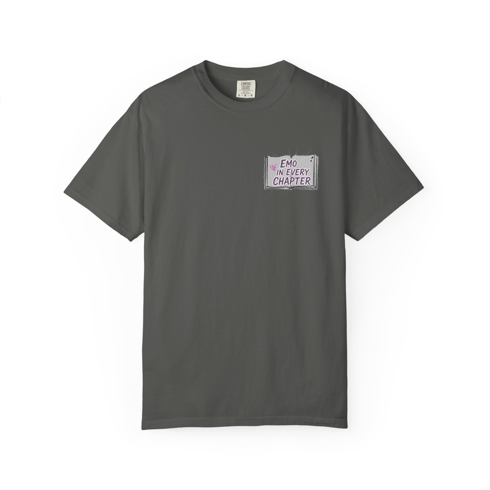 Emo in Every Chapter Shirt-  ELA Teacher Tee, Fluent in Allegories and Angst, English Teacher Shirt, Two-Sided Middle or High School Shirt