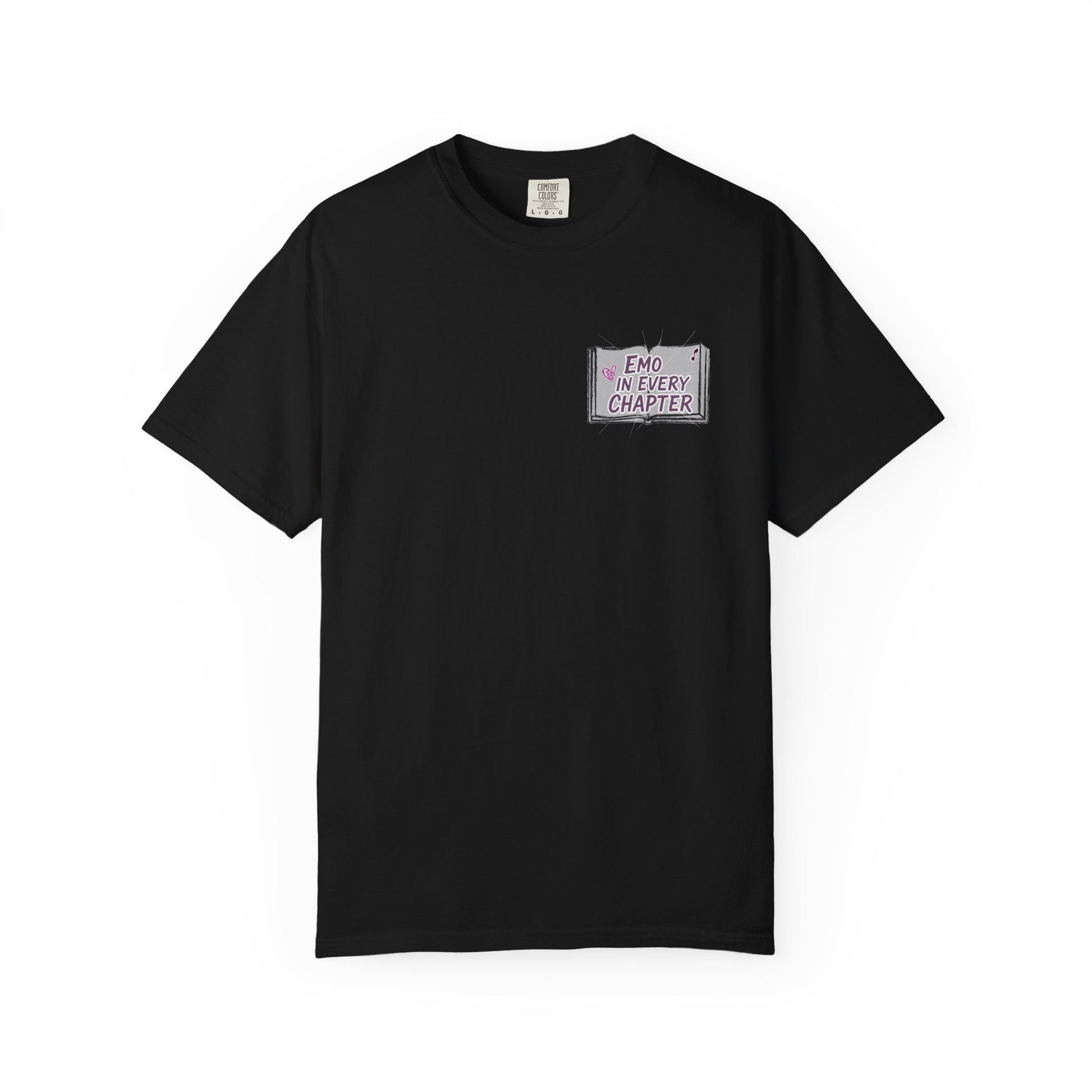 Emo in Every Chapter Shirt-  ELA Teacher Tee, Fluent in Allegories and Angst, English Teacher Shirt, Two-Sided Middle or High School Shirt