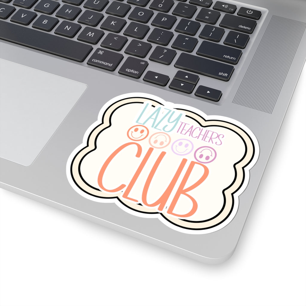 Lazy Teachers Club Sticker — Cute Pastel Teacher Laptop Decal