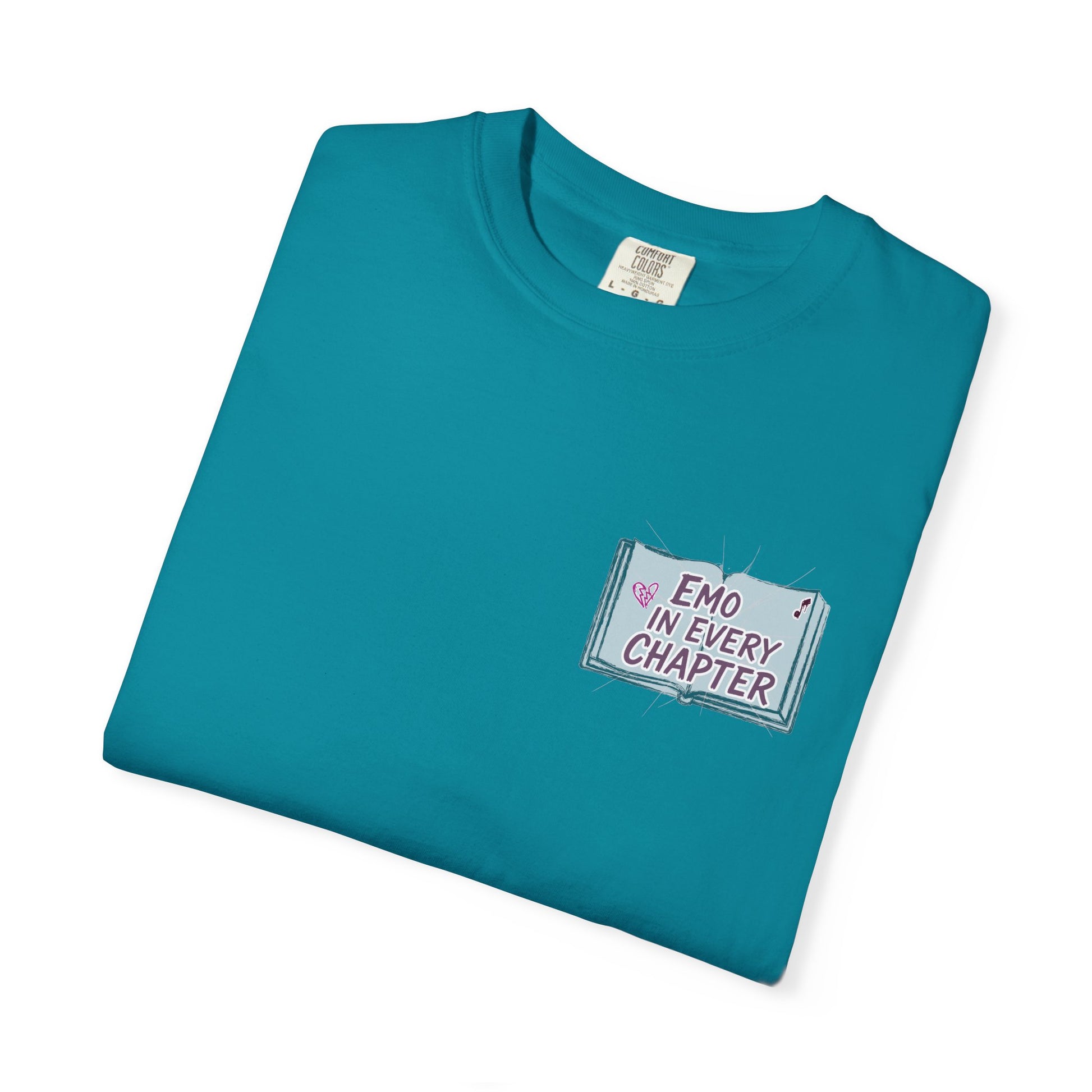 Emo in Every Chapter Shirt-  ELA Teacher Tee, Fluent in Allegories and Angst, English Teacher Shirt, Two-Sided Middle or High School Shirt