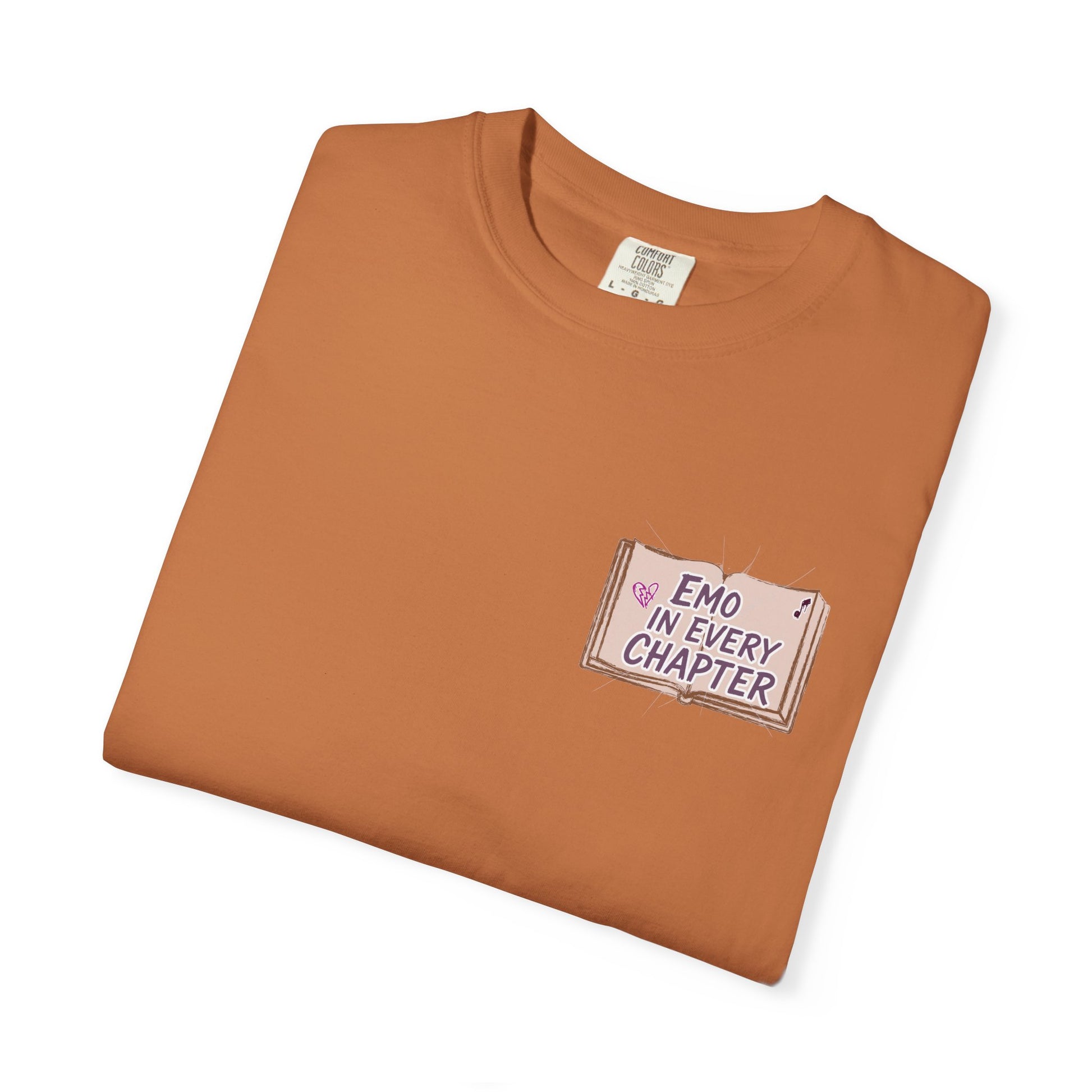 Emo in Every Chapter Shirt-  ELA Teacher Tee, Fluent in Allegories and Angst, English Teacher Shirt, Two-Sided Middle or High School Shirt