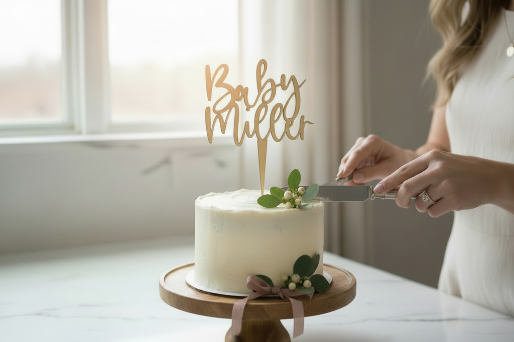Custom Wooden Baby Name Cake Topper